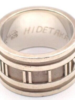 Tiffany & Co. Logo Roman Numerals Atlas Ring US Size 7.5 Silver Ag 925 09KP560